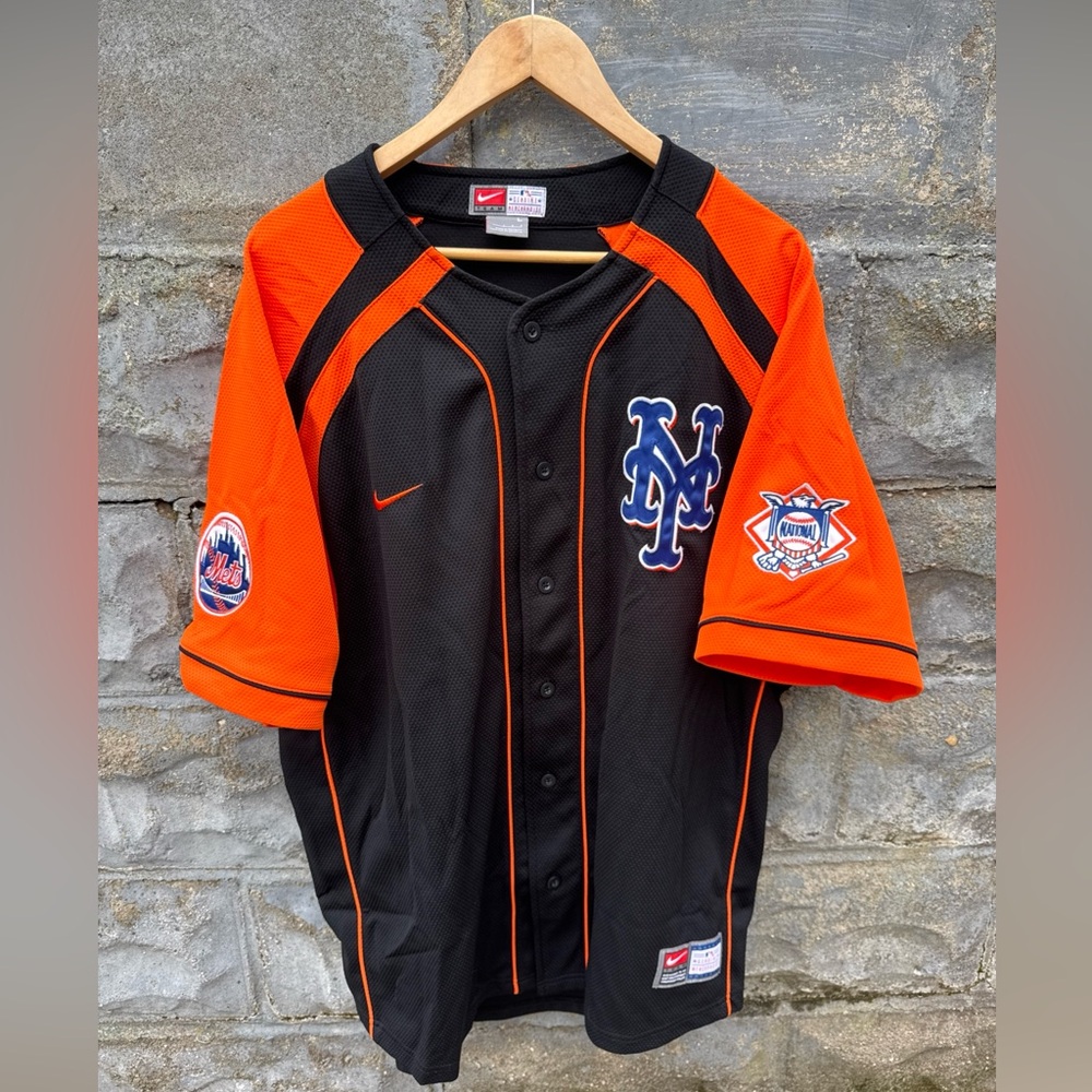 Vintage Y2K 2000s Team Nike New York Mets Baseball Jersey National Patch Orange